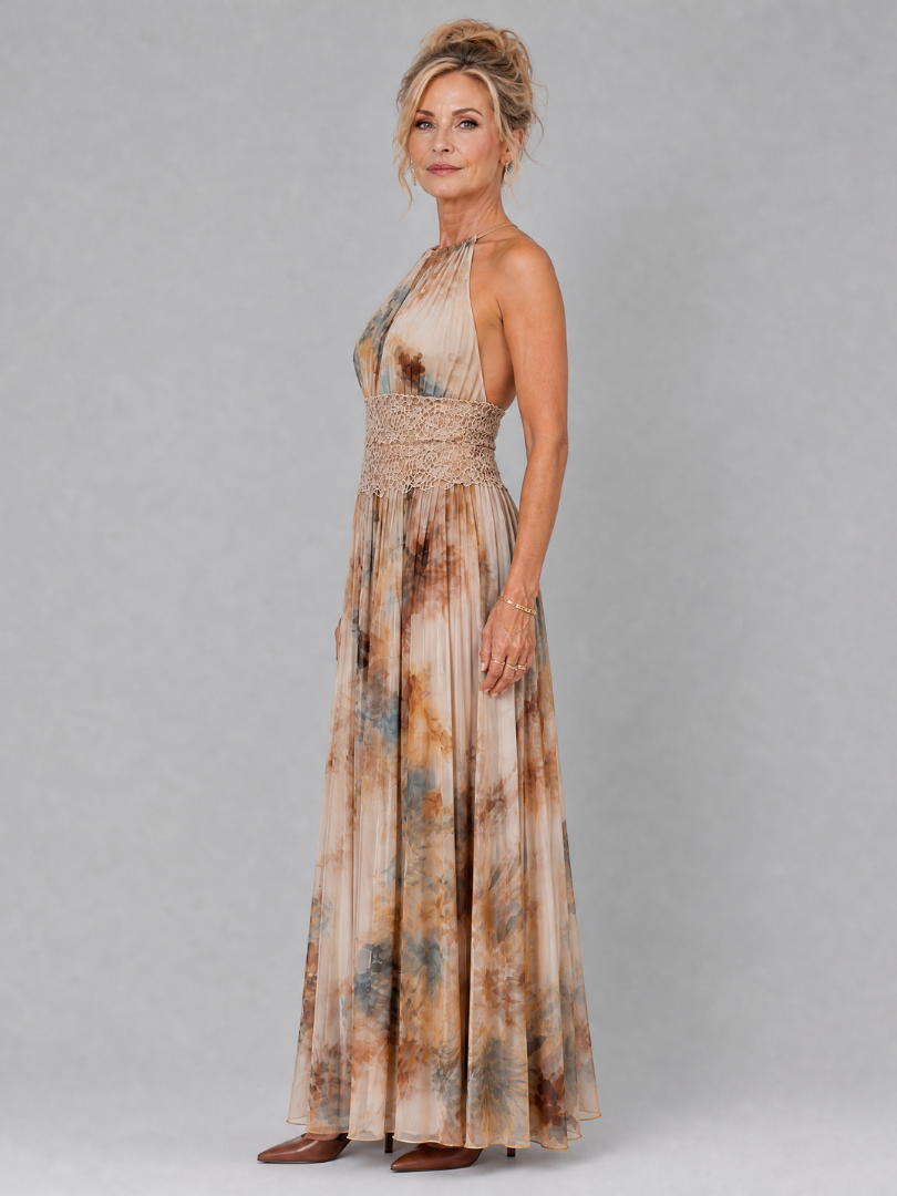 Elavenue | Maxikleid mit Neckholder und Spitzen-Taille