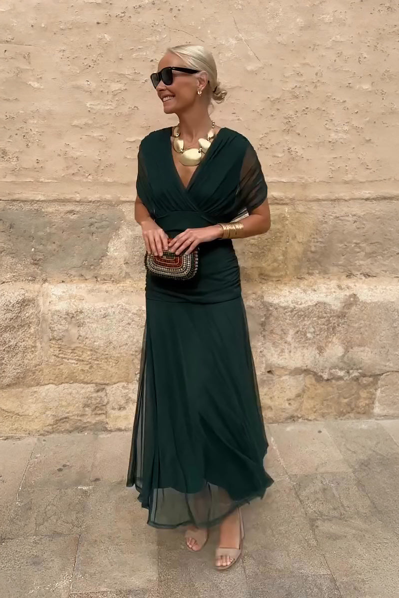 Luisa | Elegantes langes Partykleid mit V-Ausschnitt