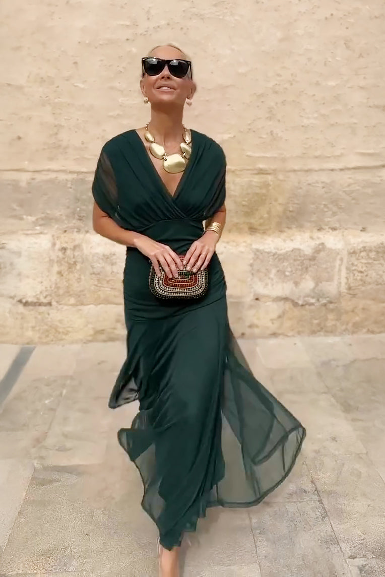 Luisa | Elegantes langes Partykleid mit V-Ausschnitt