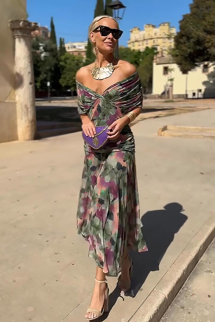 Luisa | Elegantes langes Partykleid mit V-Ausschnitt