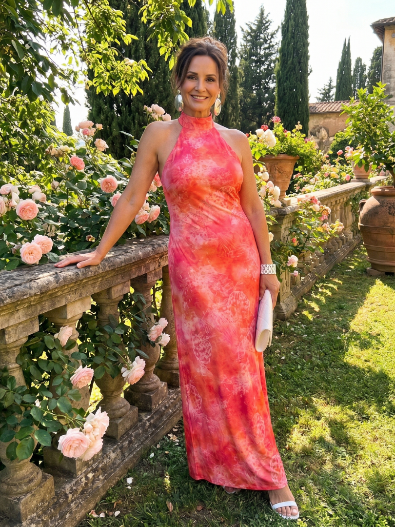 Coraline | Halterneck Maxikleid mit Printmuster