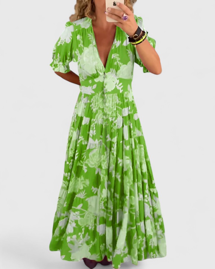 Miriam – Blumenkleid mit V-Ausschnitt