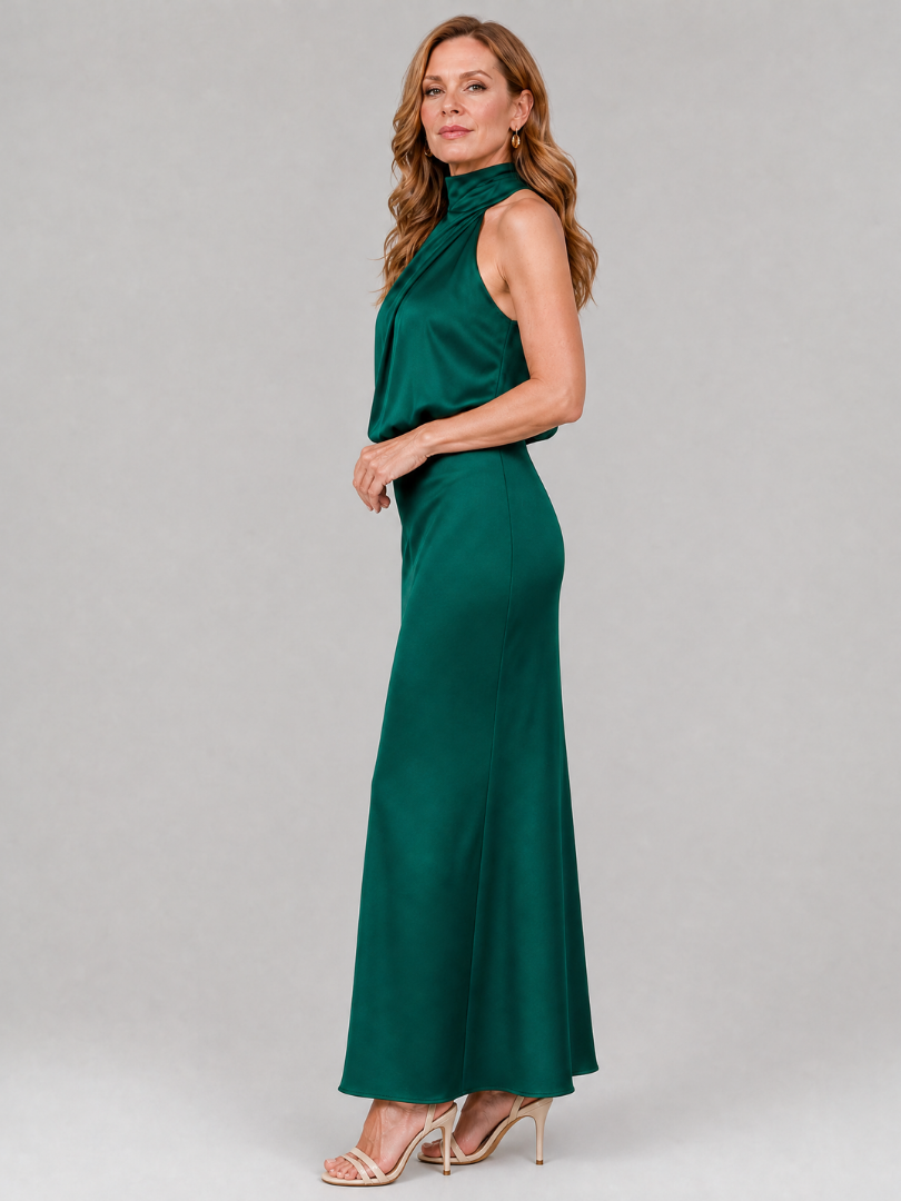 Nopal | Ärmelloses Midi-Kleid mit drapiertem Hals