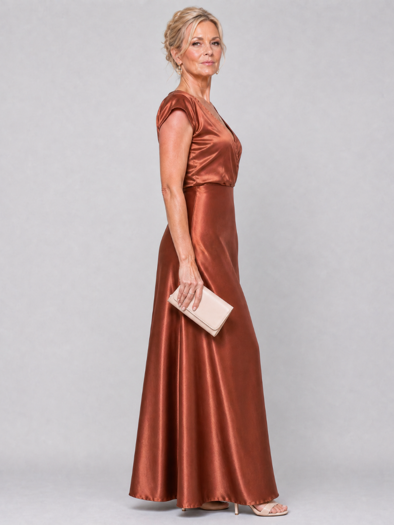 Samouse | Maxikleid mit Wickeloberteil und kurzen Ärmeln