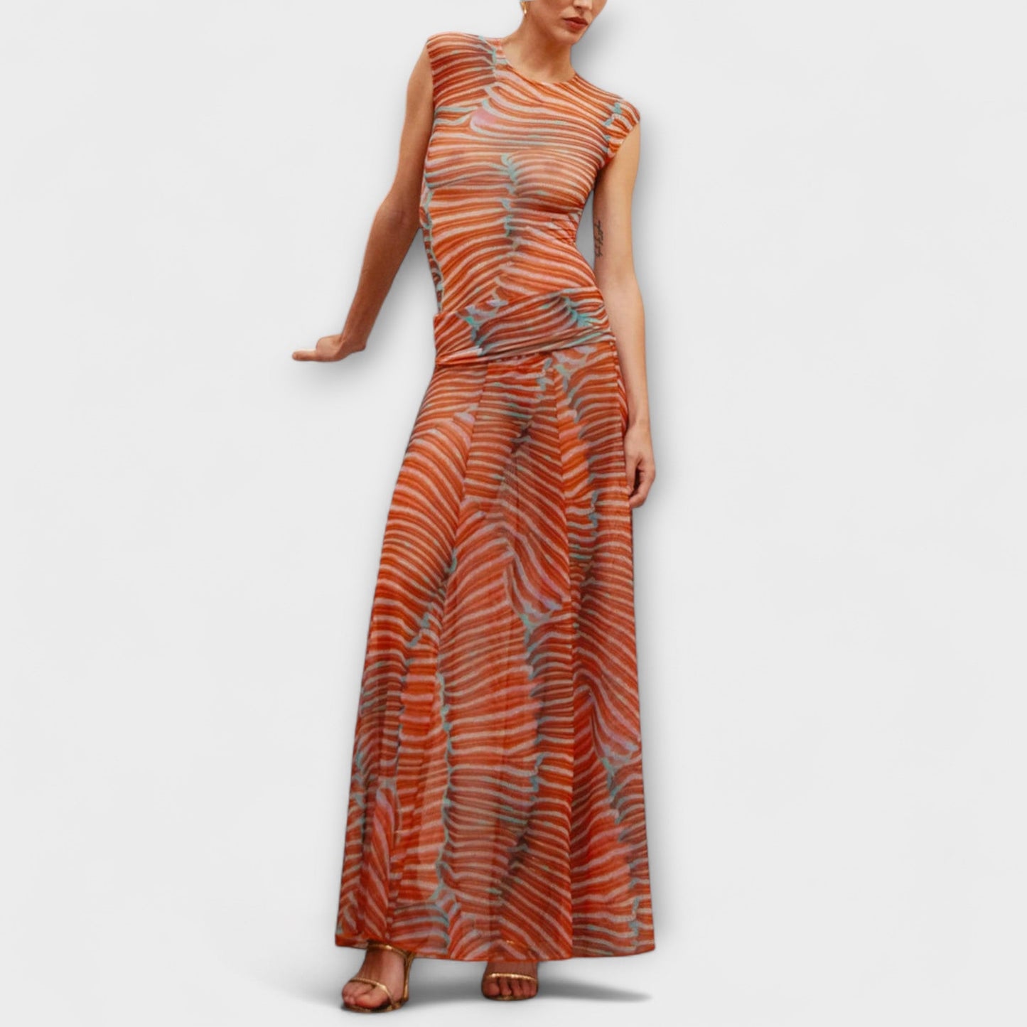 Phoenix - Schimmernder Wellen-Mesh-Bodysuit