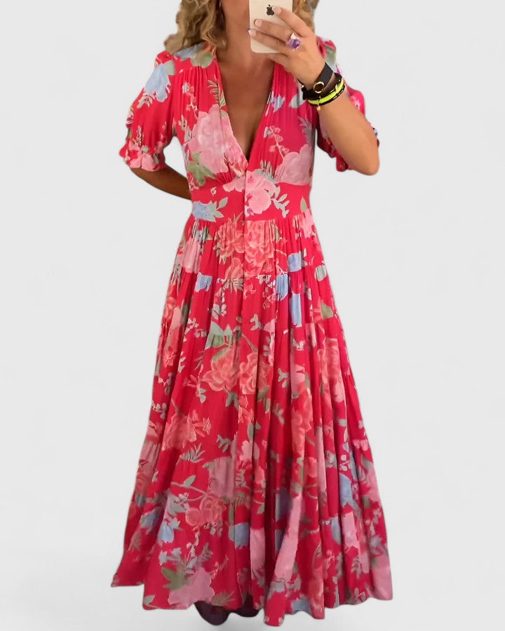 Miriam – Blumenkleid mit V-Ausschnitt