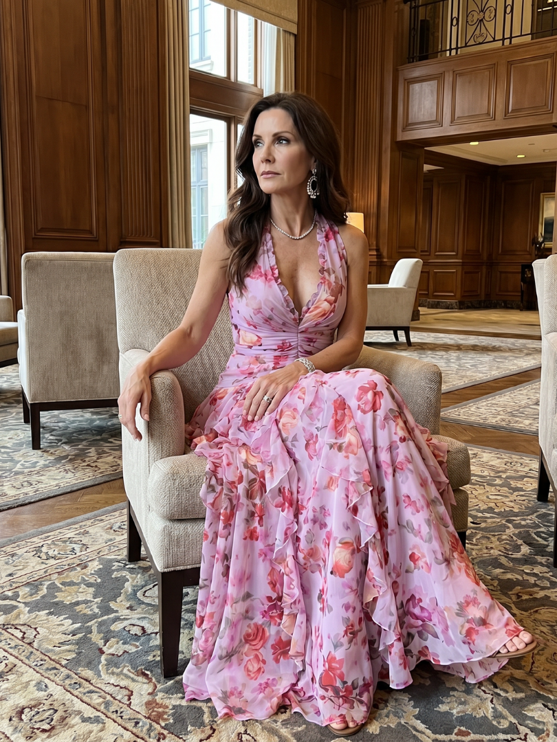 Nori | Halterneck Rüschentop Floral Maxikleid