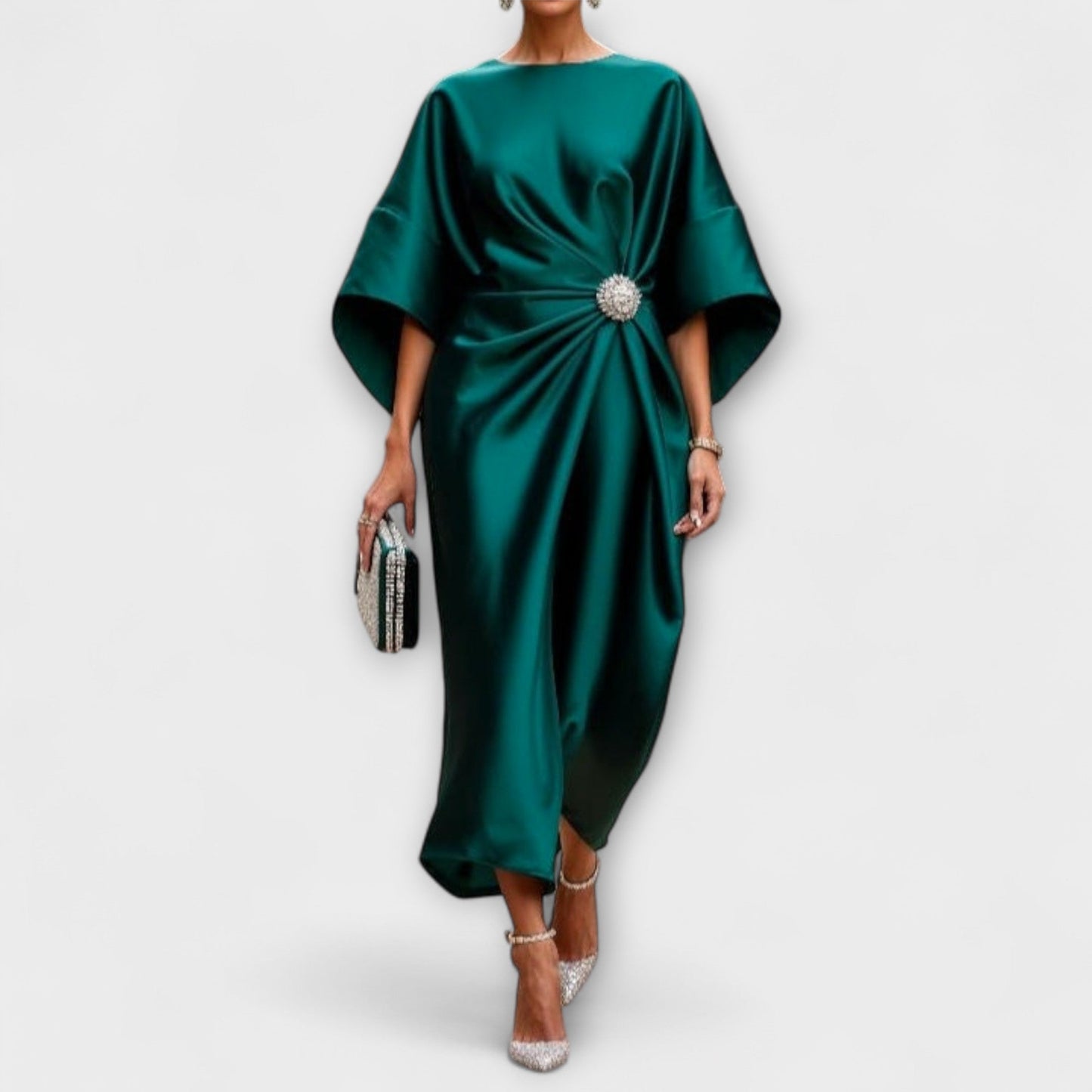 Luxe Shimmer Satin Langkleid