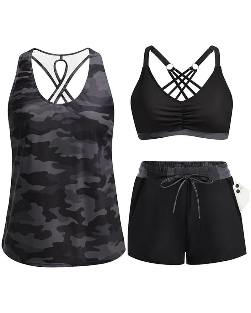 Maren | Drei-Teiliges Tankini-Bikini & Cover-Up Set