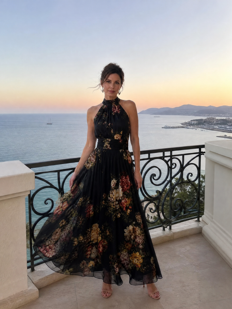Sior | Florales Halter-Neck Midi-Kleid