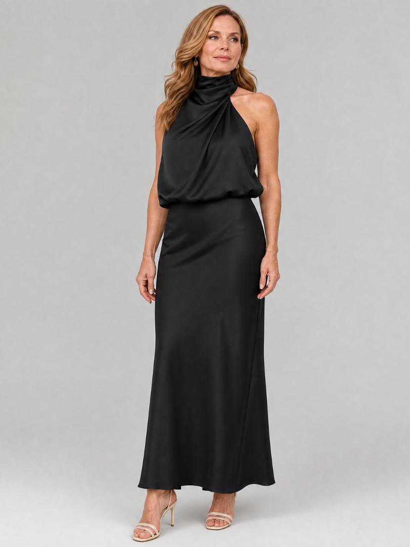 Nopal | Ärmelloses Midi-Kleid mit drapiertem Hals