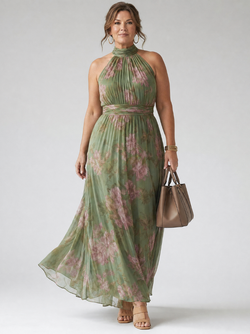 Mirelle | Gathered Halter Midi-Kleid