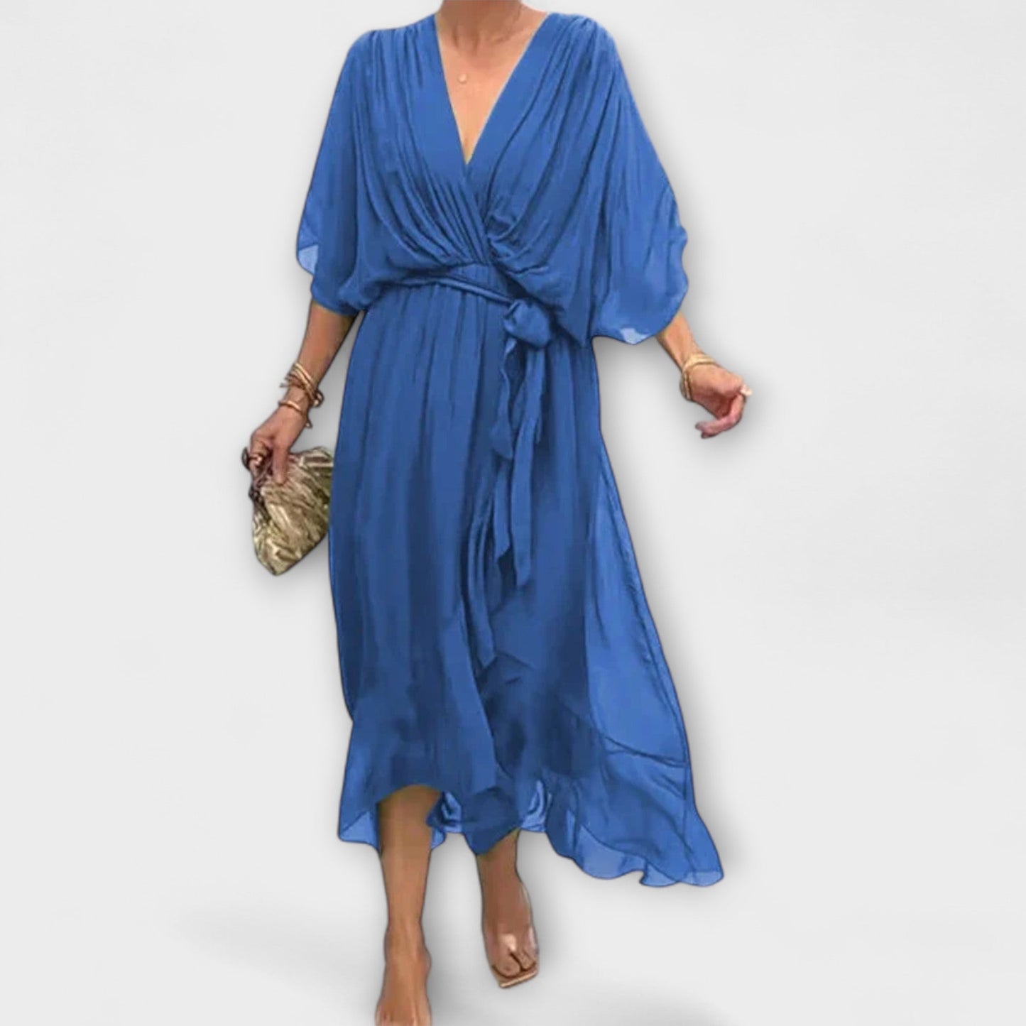 Amoura - Chiffonkleid mit V-Ausschnitt