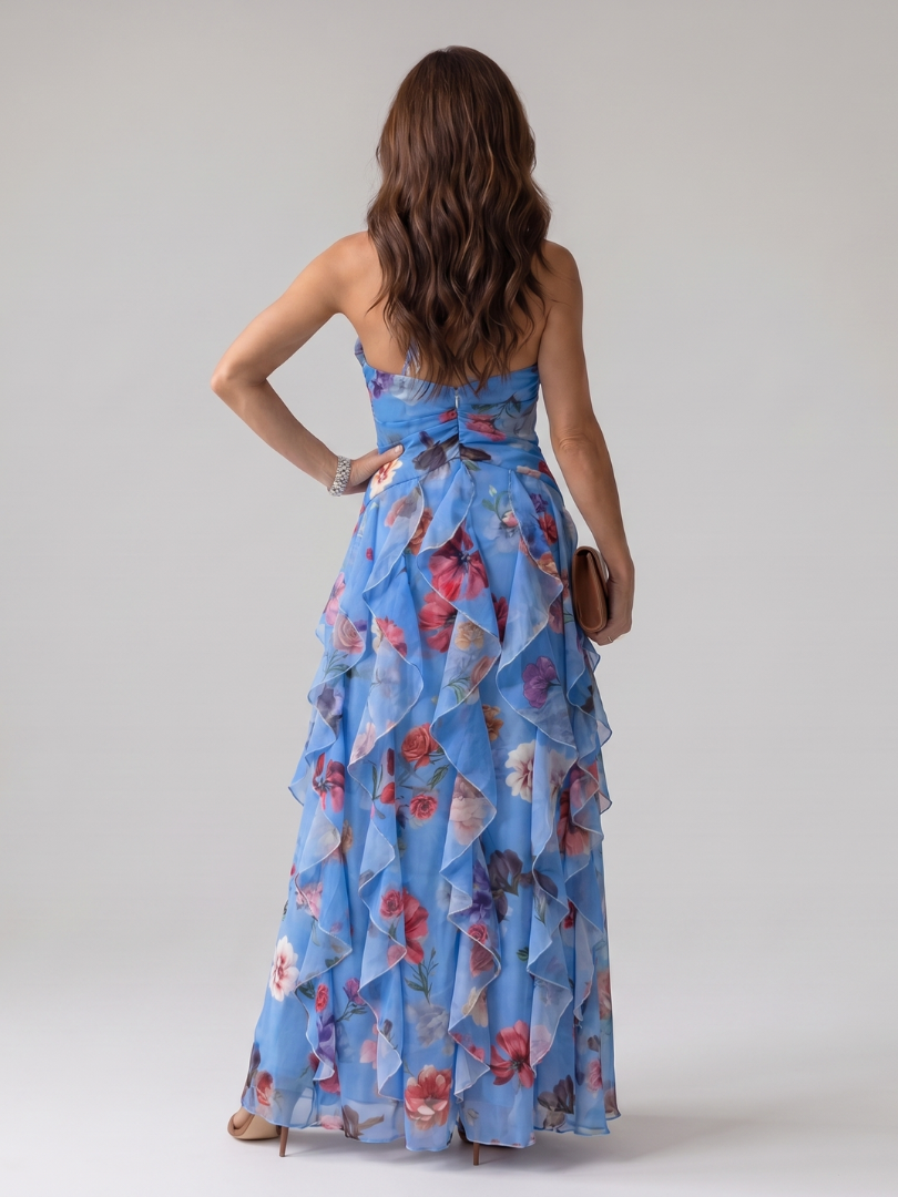 Nori | Halterneck Rüschentop Floral Maxikleid