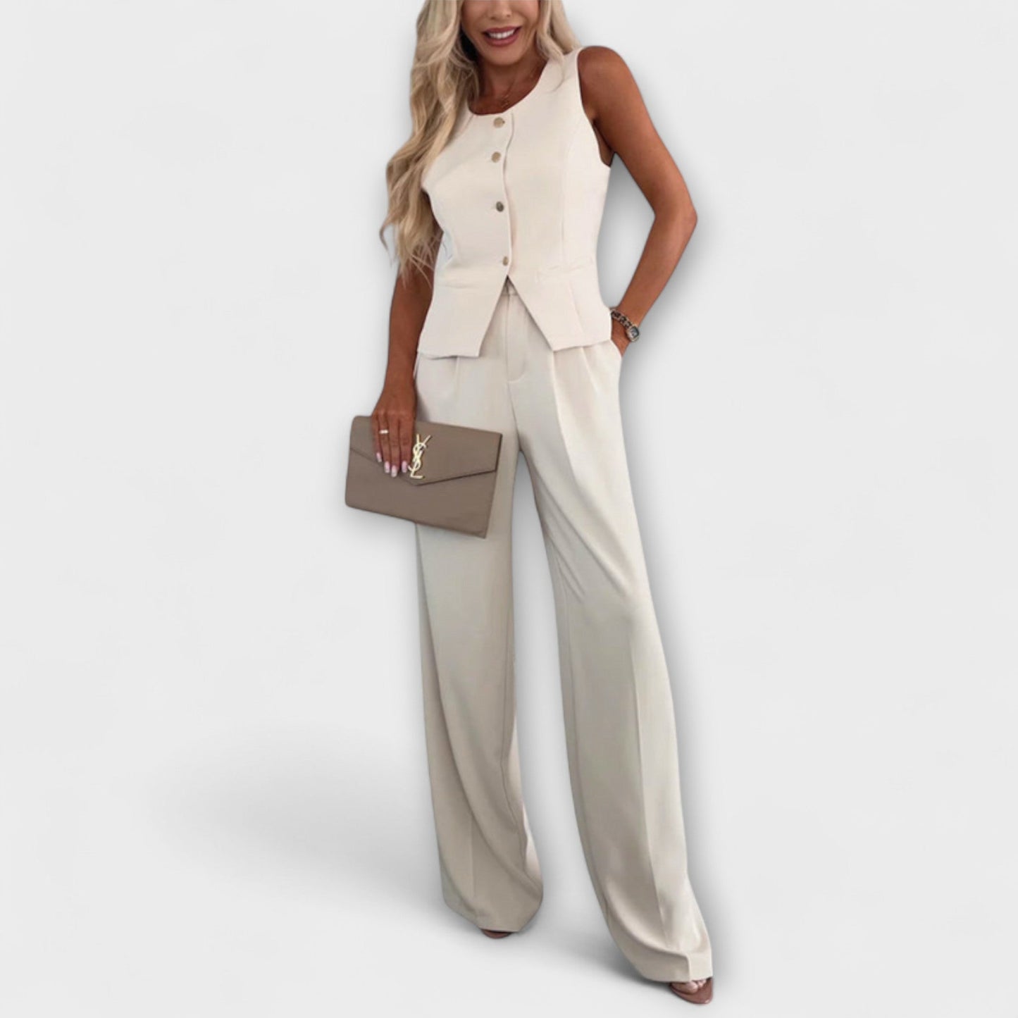 Wilhelmina - Schickes ärmelloses Top und Hosen Ensemble
