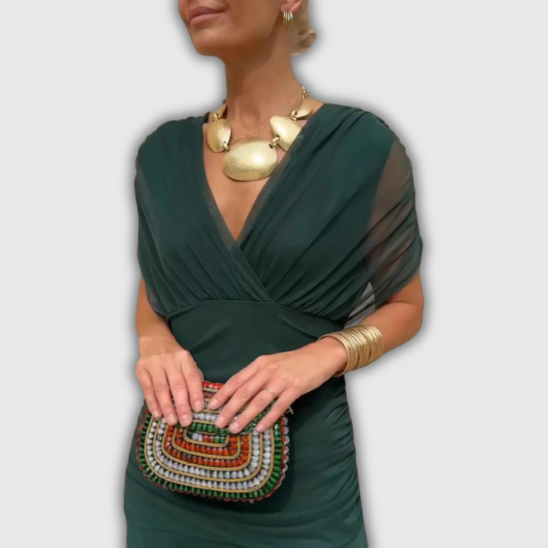 Florendra | Langes florales V-Ausschnittkleid