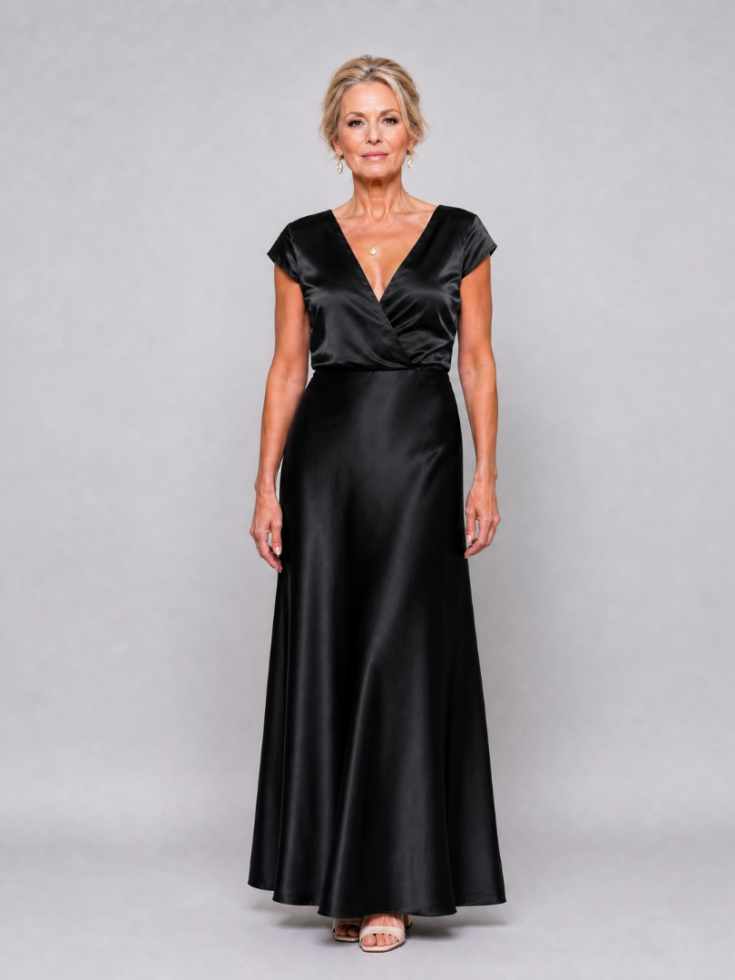 Samouse | Maxikleid mit Wickeloberteil und kurzen Ärmeln