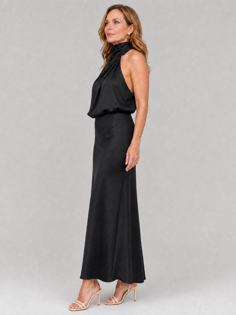 Nopal | Ärmelloses Midi-Kleid mit drapiertem Hals
