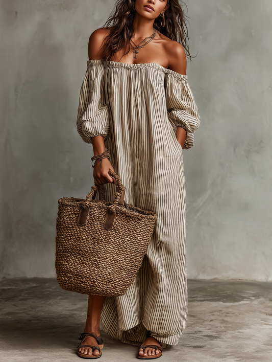 Carmen | Lange Robe mit Off-the-Shoulder-Ausschnitt