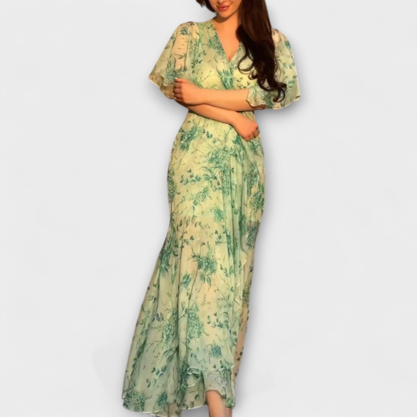 Lana - Schickes Floral V-Ausschnitt Kleid