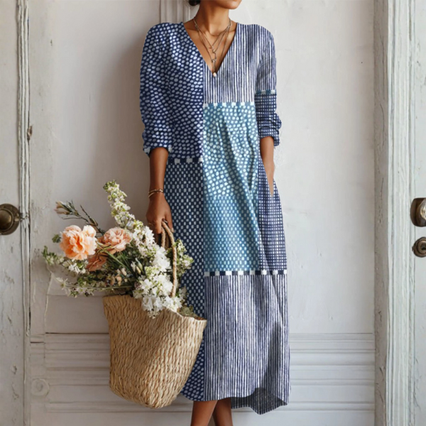 Vreni™ | Boho-Kleid im Retro-Patchwork-Look