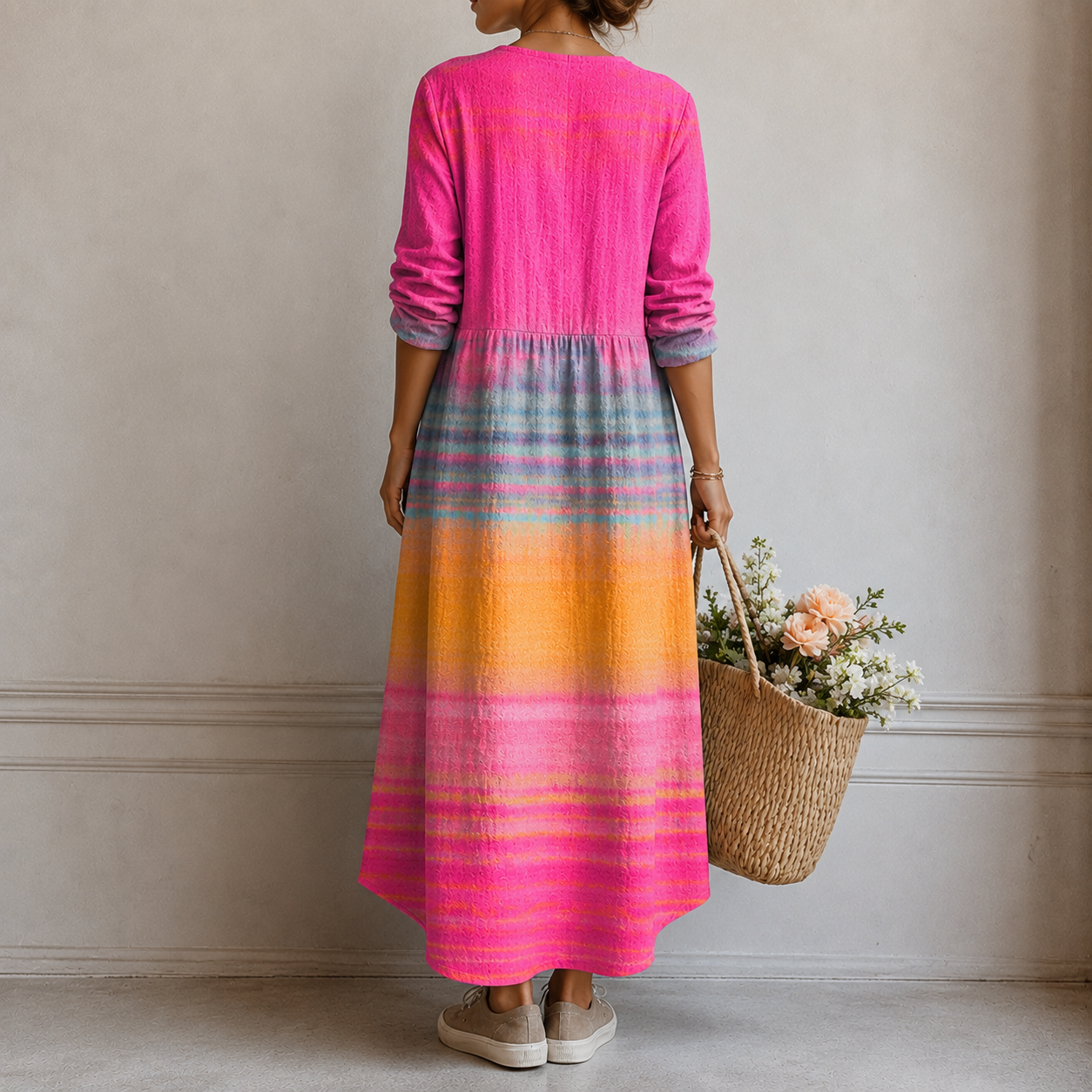 Bärbel™ | Elegantes Boho-Kleid mit Regenbogen-Streifen