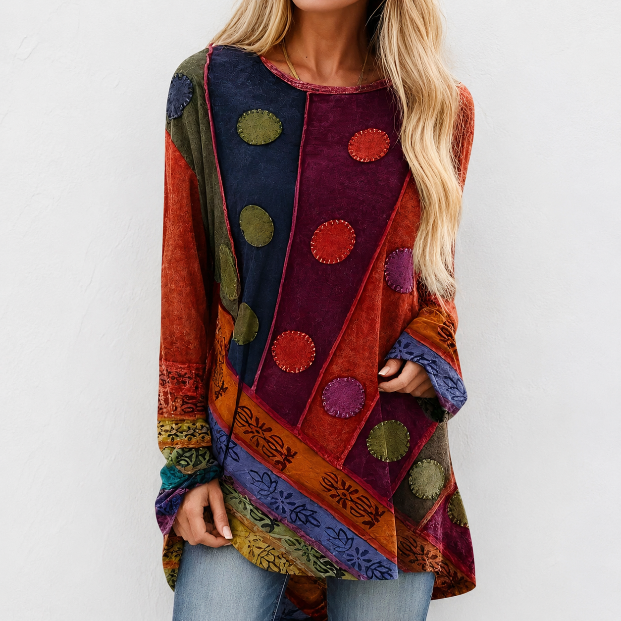 Smilla™ | Tunika mit ethnischem Patchwork-Druck
