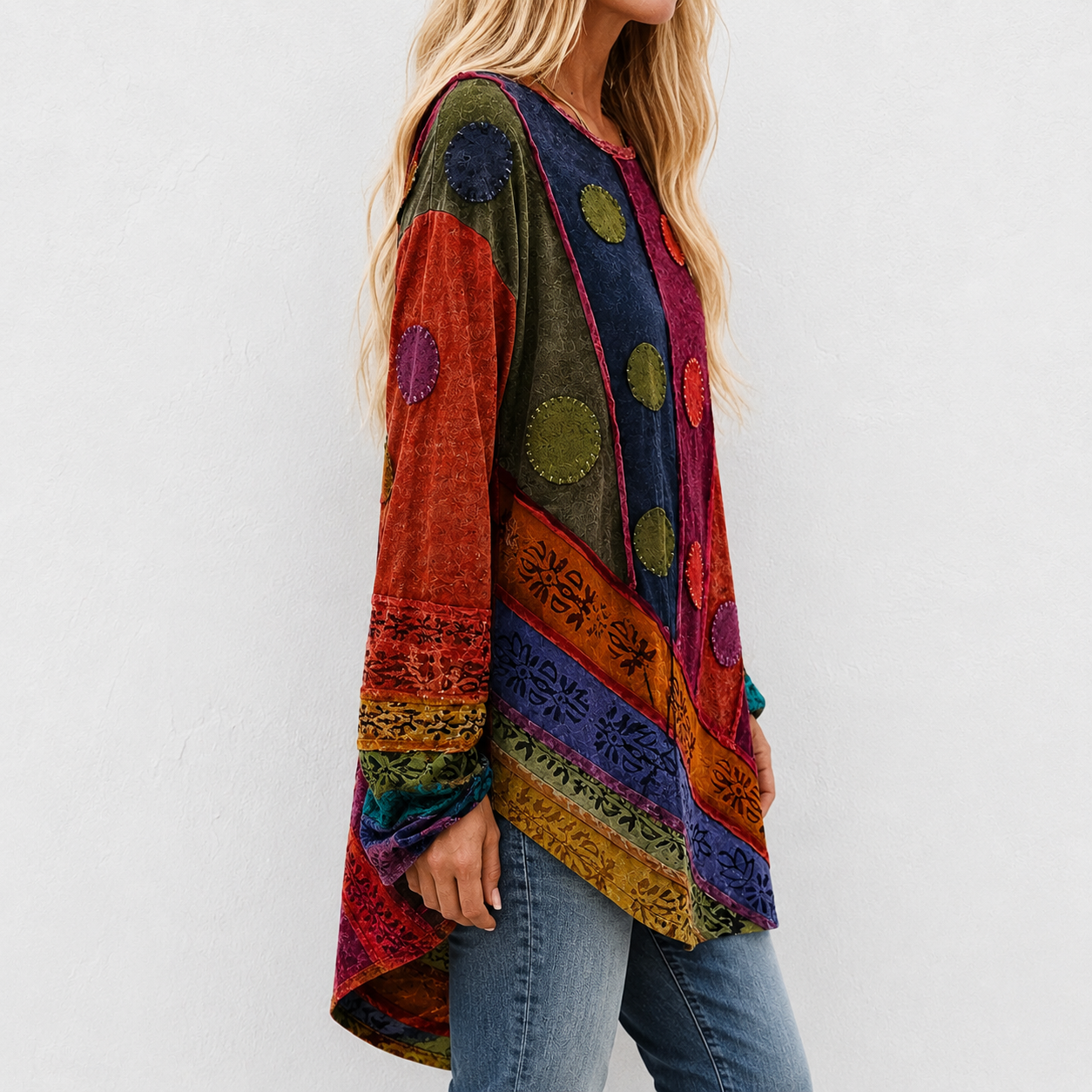 Smilla™ | Tunika mit ethnischem Patchwork-Druck
