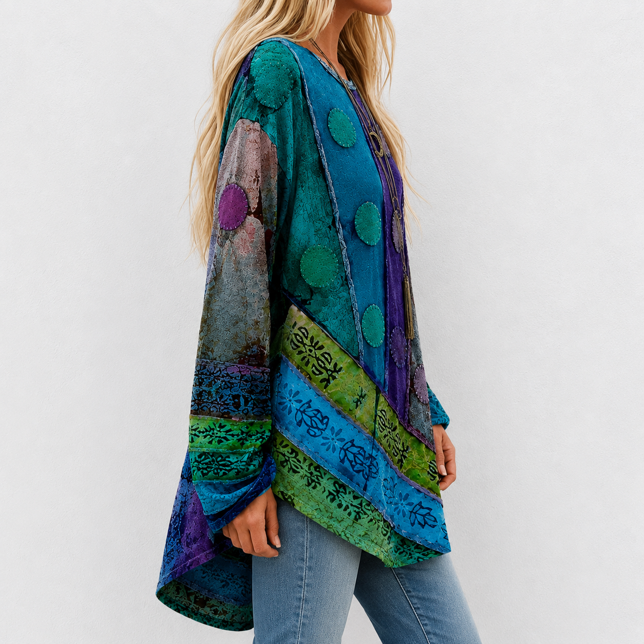Smilla™ | Tunika mit ethnischem Patchwork-Druck