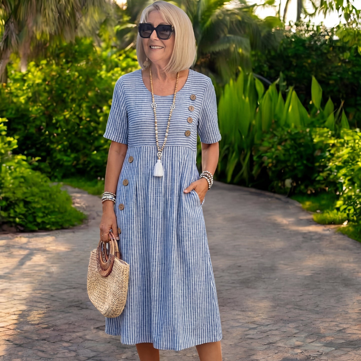 Julia | Gestreiftes Midi-Kleid