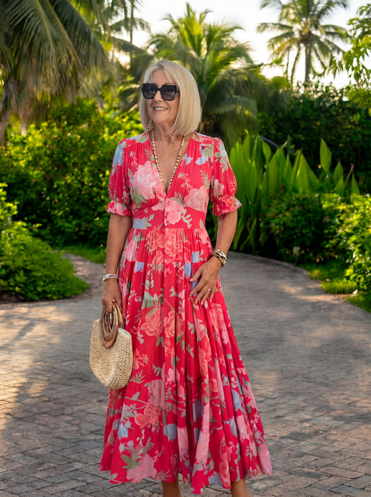 Miriam – Blumenkleid mit V-Ausschnitt
