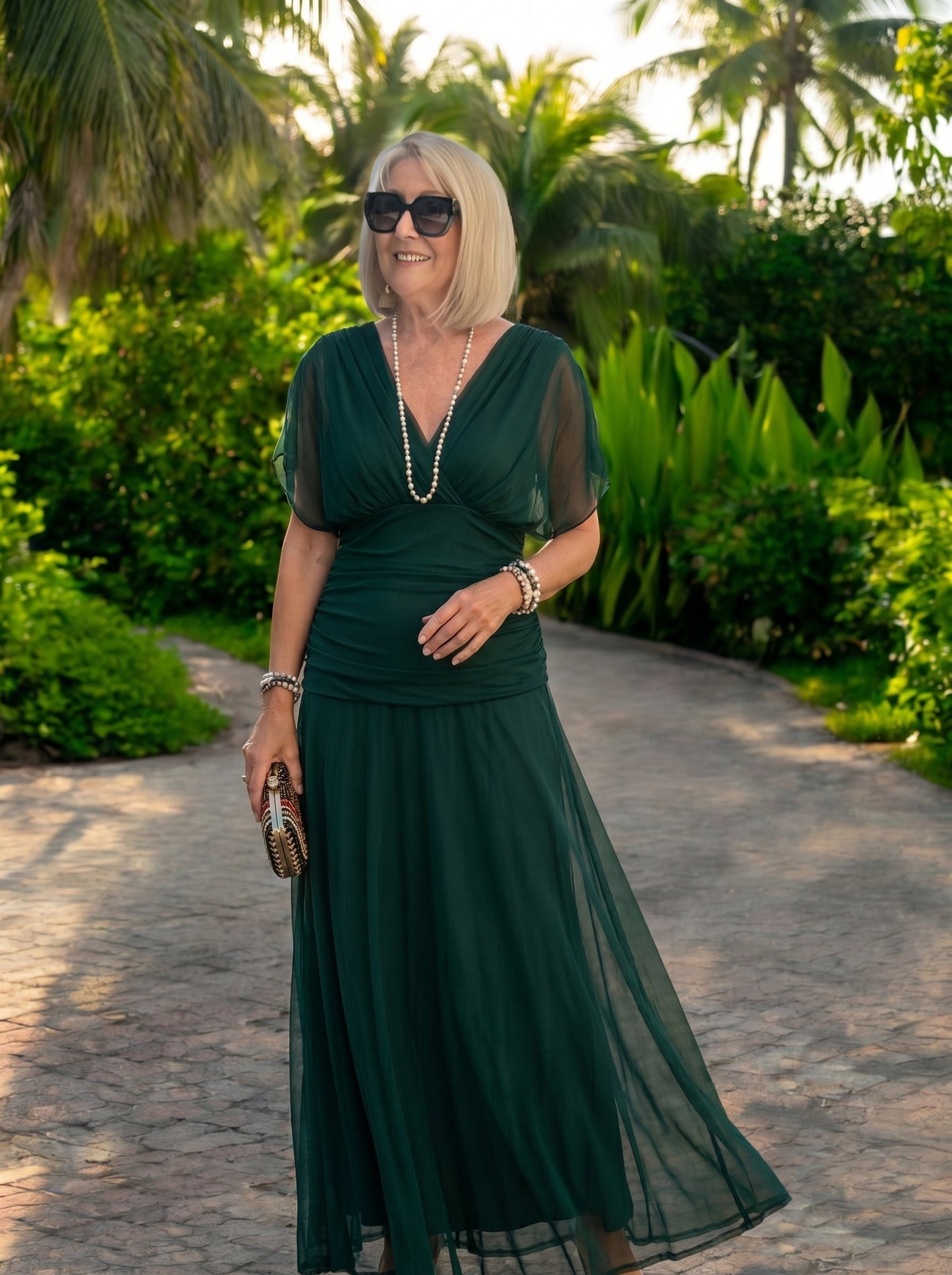 Luisa | Elegantes langes Partykleid mit V-Ausschnitt