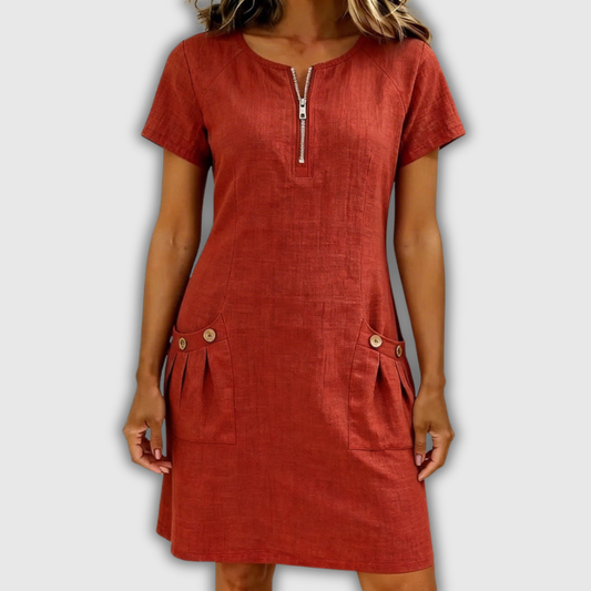 Anneke | Baumwollkleid mit Reißverschluss