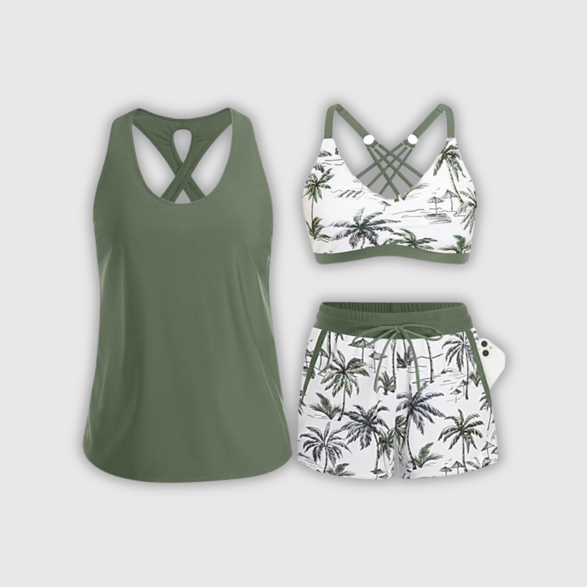Maren | Drei-Teiliges Tankini-Bikini & Cover-Up Set