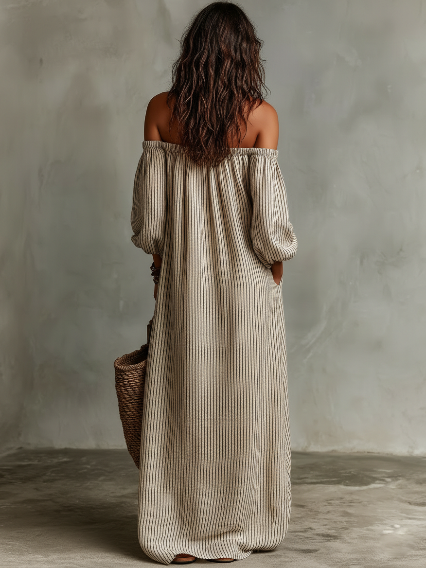 Carmen | Lange Robe mit Off-the-Shoulder-Ausschnitt