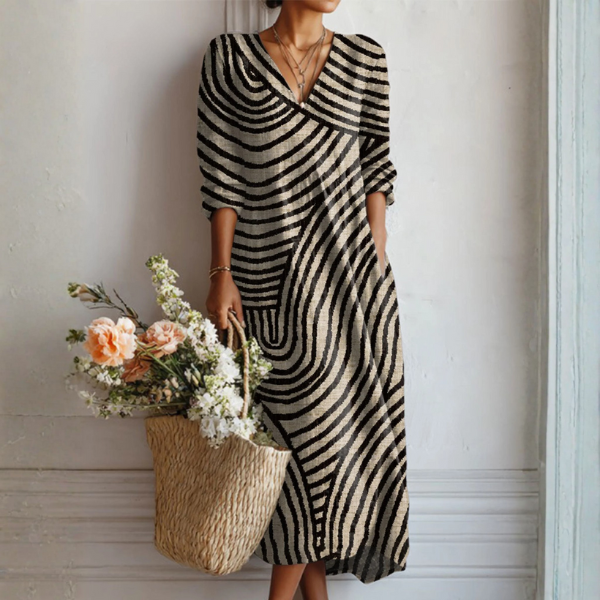 Heidi™ | Boho-Kleid mit grafischem Wellenmuster