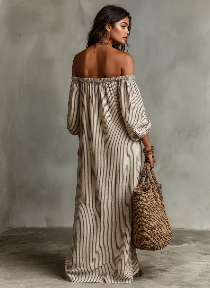 Carmen | Lange Robe mit Off-the-Shoulder-Ausschnitt