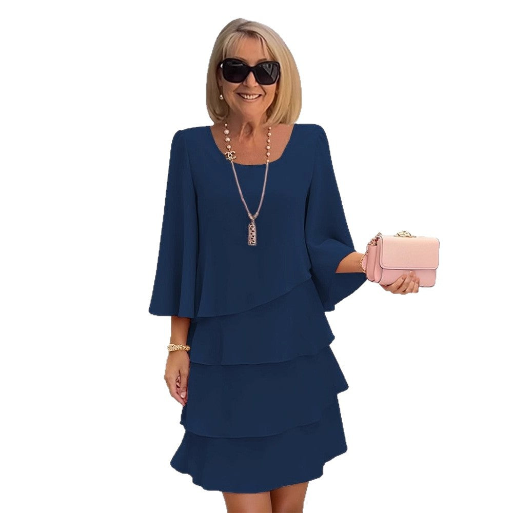 Maria – Elegantes Midi-Kleid mit Volants