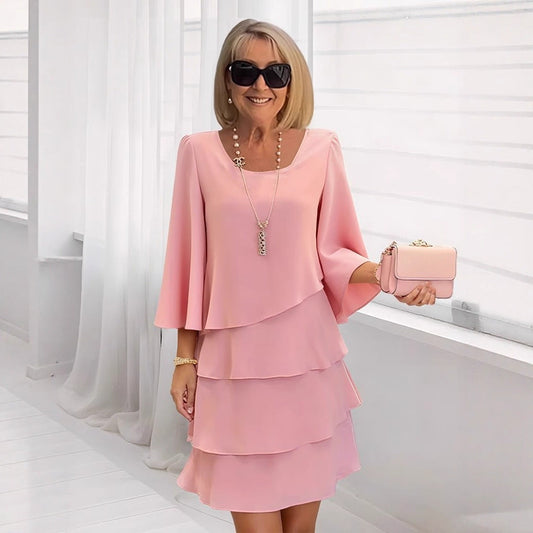 Maria – Elegantes Midi-Kleid mit Volants