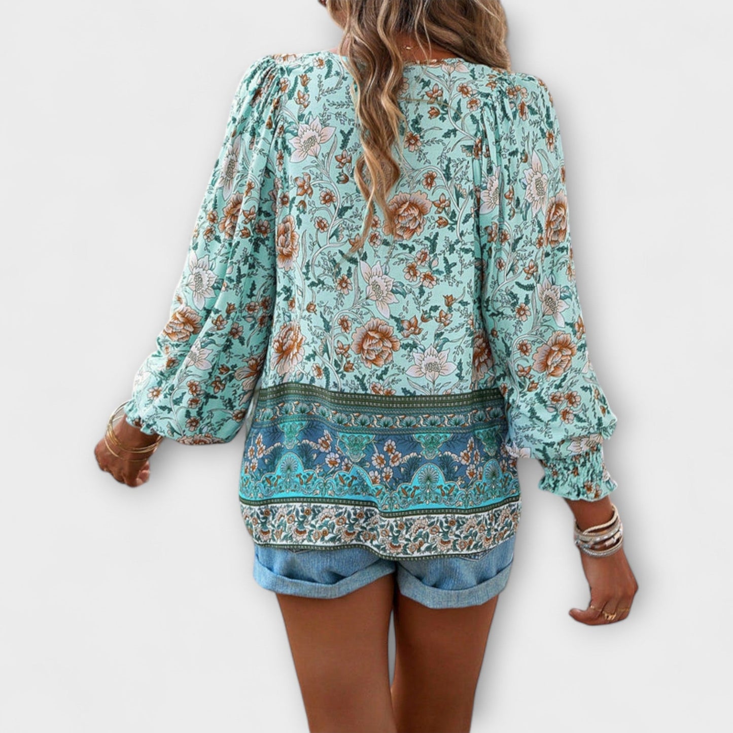 Melodie - Bohemian V-Ausschnitt Top mit Bindefront