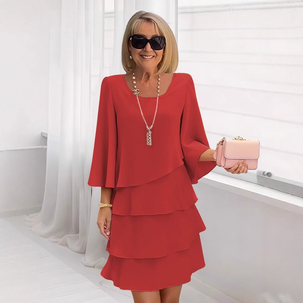 Maria – Elegantes Midi-Kleid mit Volants