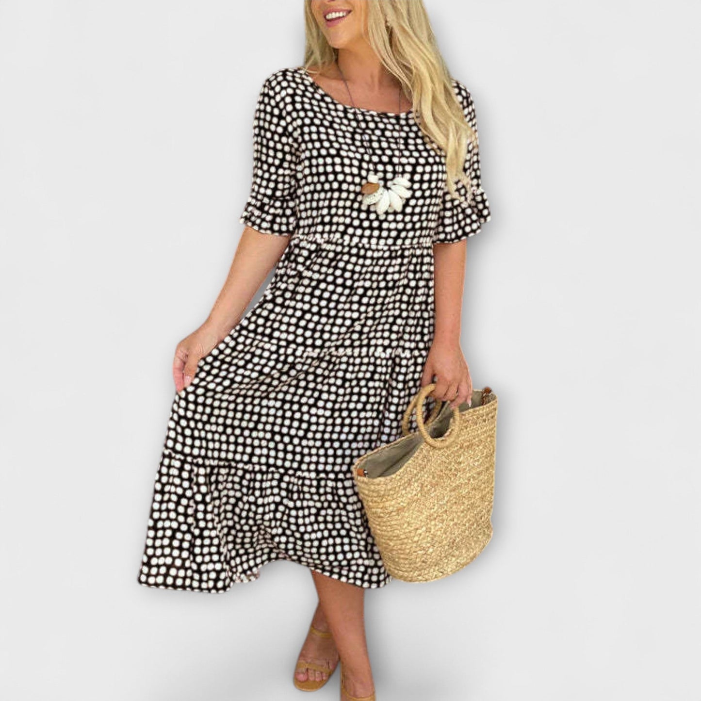 Blythea – Lässiges, gestuftes Midi-Kleid