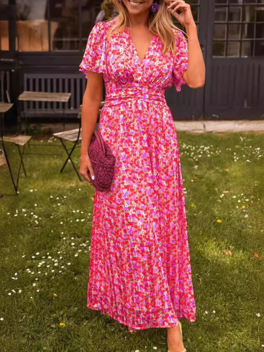Elis – Langes, luftiges Kleid mit floralem Muster