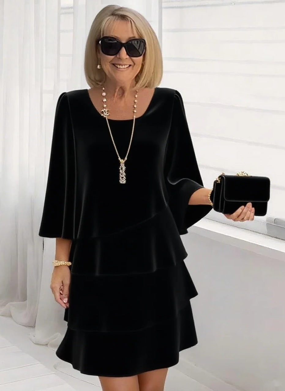 Maria – Elegantes Midi-Kleid mit Volants