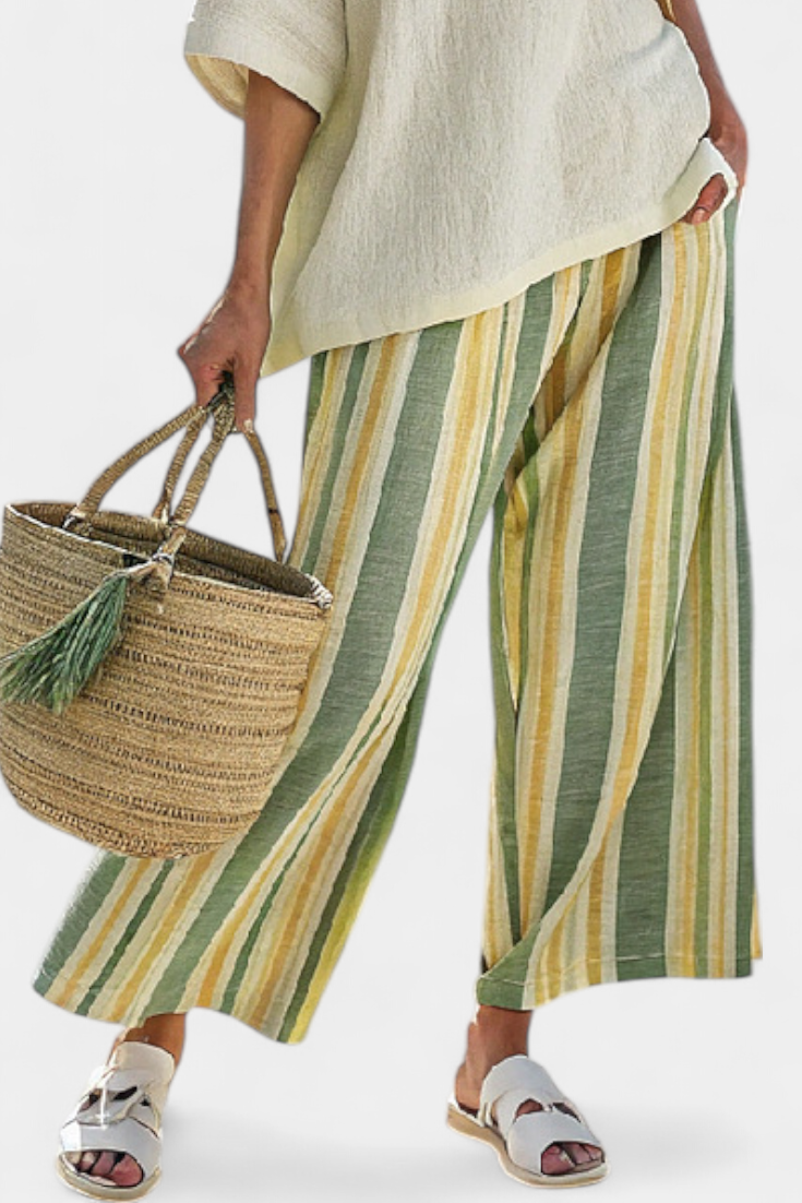 Olívia - Set aus Bambusleinen in Olivenfarbe