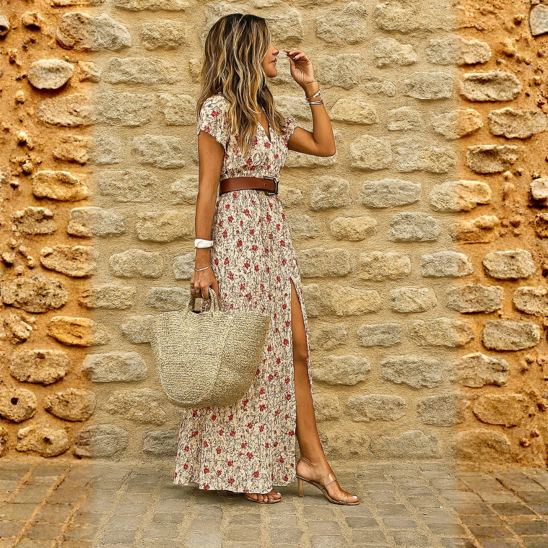 Joselin™ – Langes, luftiges Boho-Kleid mit Gürtel