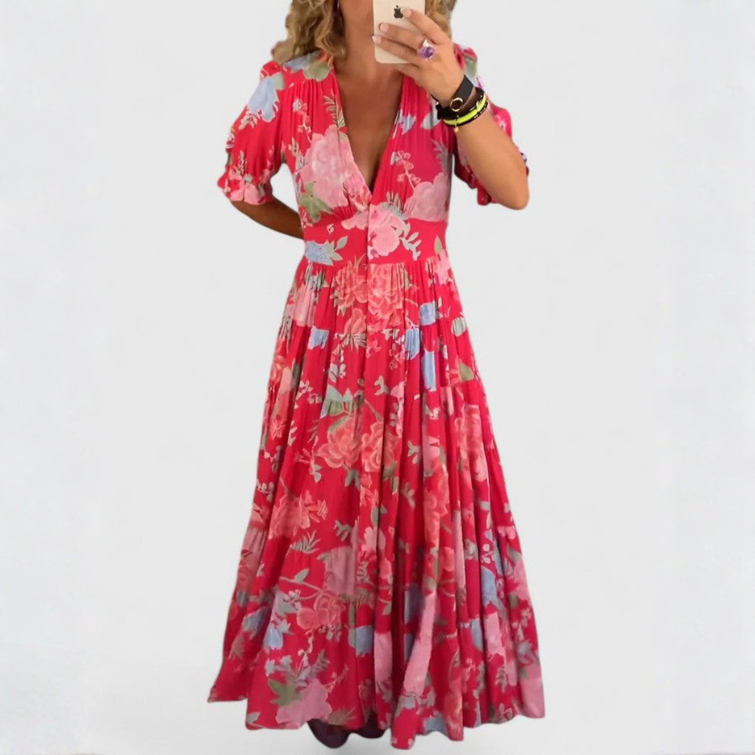 Miriam – Blumenkleid mit V-Ausschnitt
