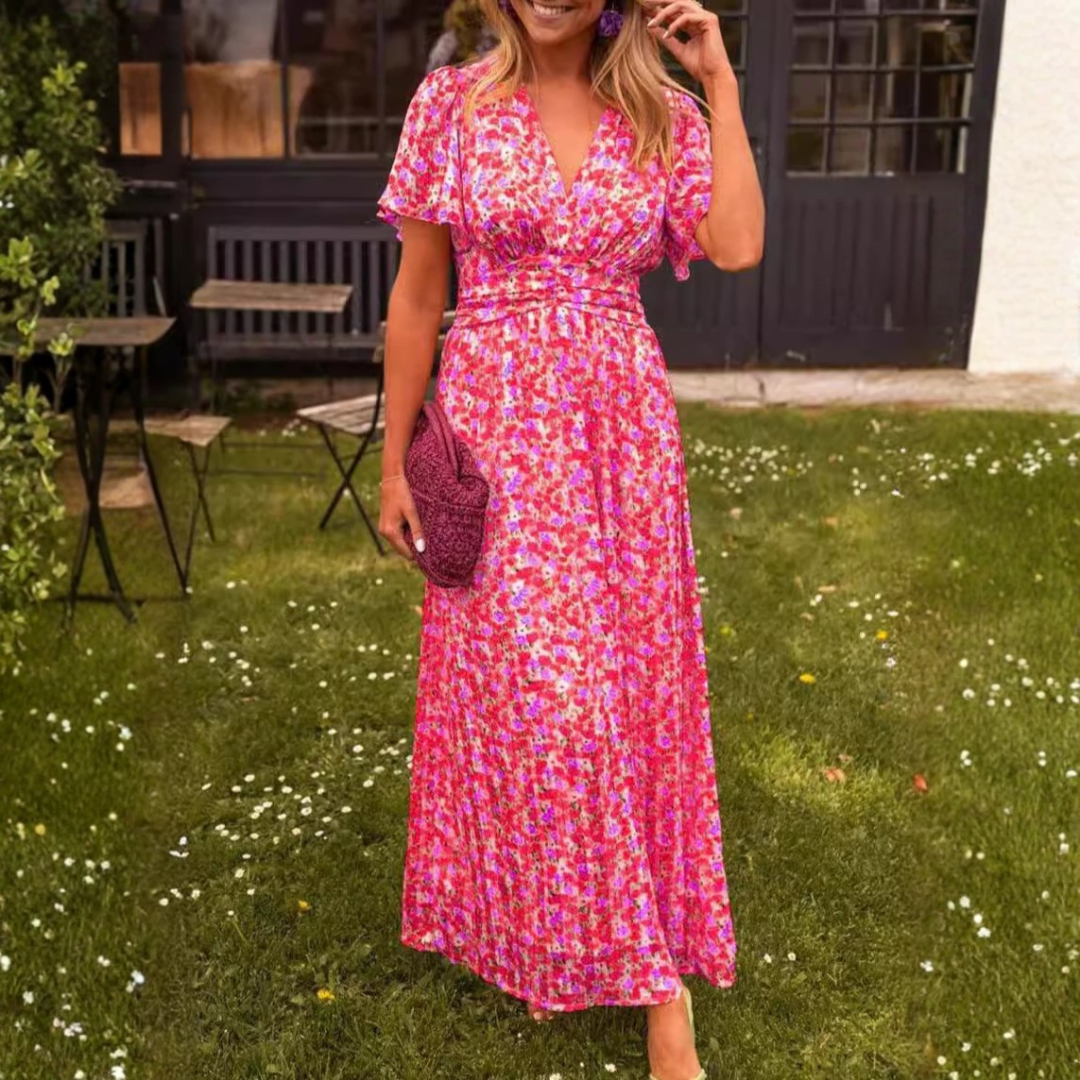 Elis – Langes, luftiges Kleid mit floralem Muster