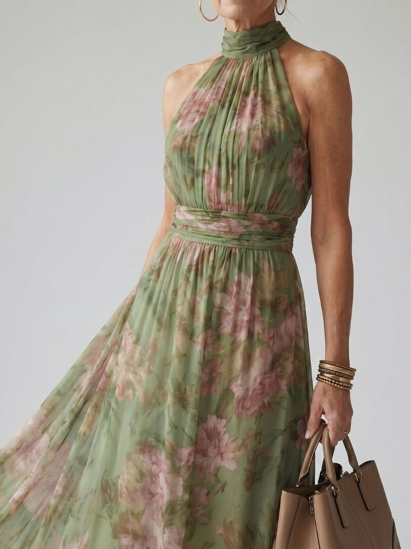 Mirelle | Gathered Halter Midi-Kleid