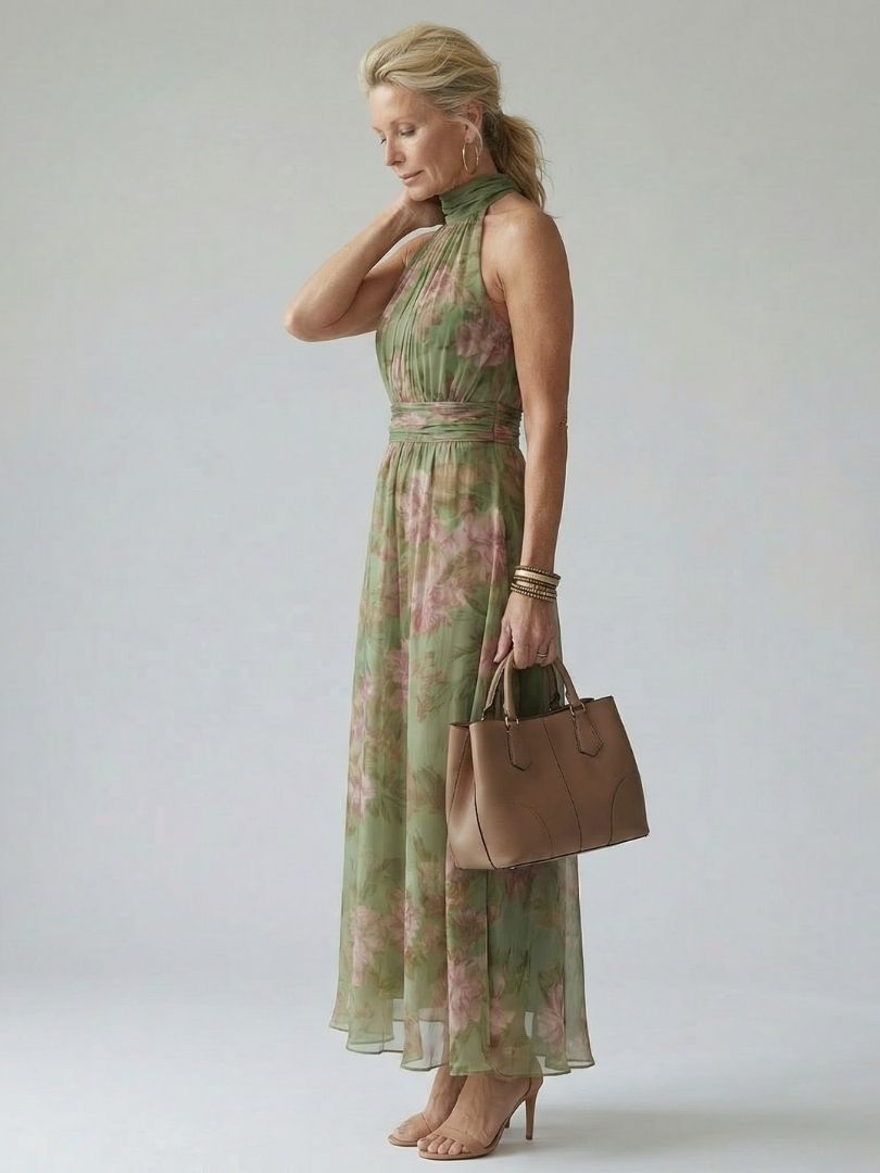 Mirelle | Gathered Halter Midi-Kleid